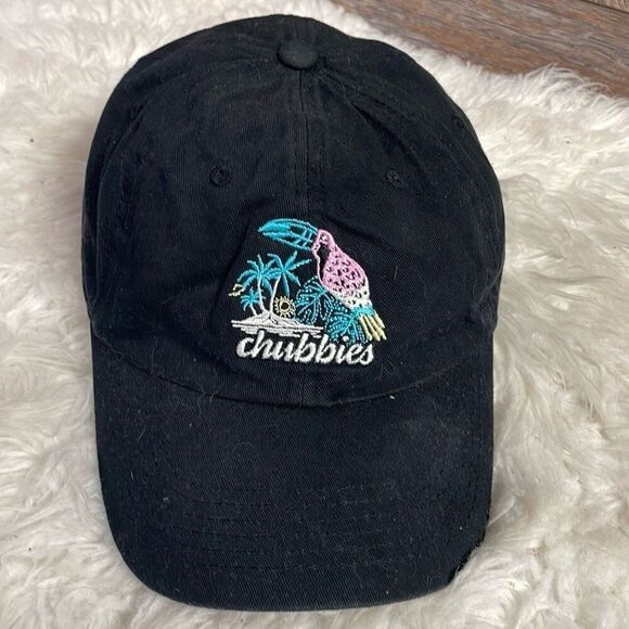 CHUBBIES Black Embroidered Parrot Palm Trees Unisex Baseball Style Cap Hat - Picture 2 of 8